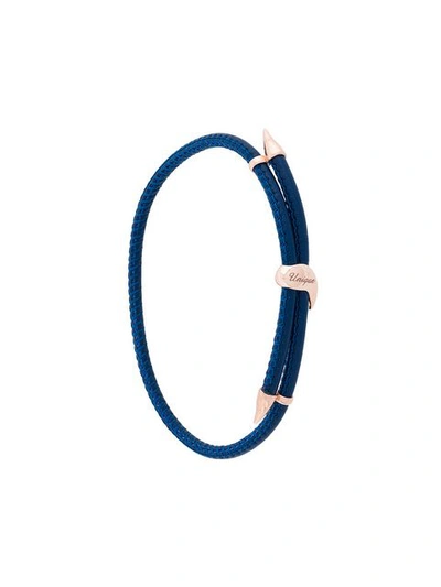 Bea Bongiasca Heliconia 9k Rose Gold And Leather Bracelet In Blue
