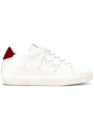 Leather Crown Contrast Heel Counter Sneakers In White