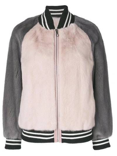 Liska Colour Block Bomber Jacket In Pink