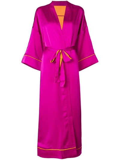 Iil7 Lace Up Kimono Cardigan In Pink