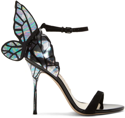 Sophia Webster Iridescent Butterfly Wing Sandals In Black