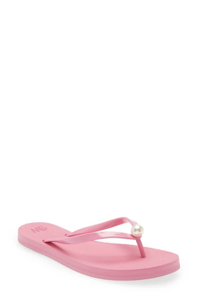 Stuart Weitzman Imitation Pearl Flip Flop In India Pink