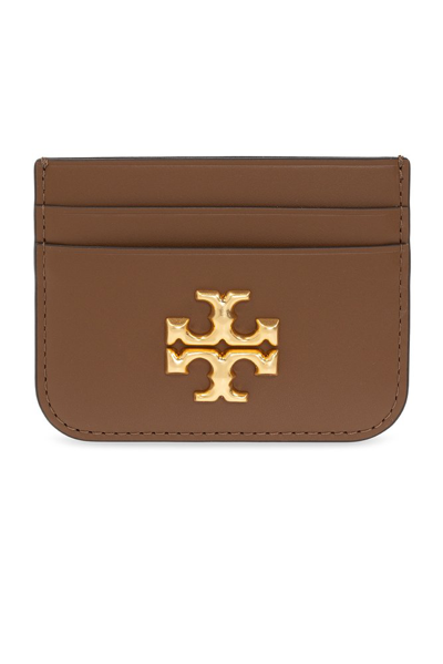 Tory Burch Logo Plaque Card Holder In Brown