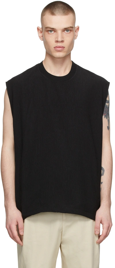 Solid Homme Black Polyester T-shirt In Black 590b