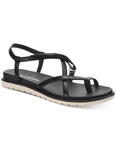Sun + Stone Juune Womens Faux Leather Toe-post Slingback Sandals In Black