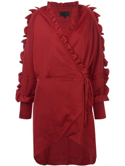 Iil7 Ruffle Detail Short Dress In Red