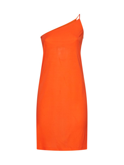 Dsquared2 Off-shoulder Knee-length Dress In Orange