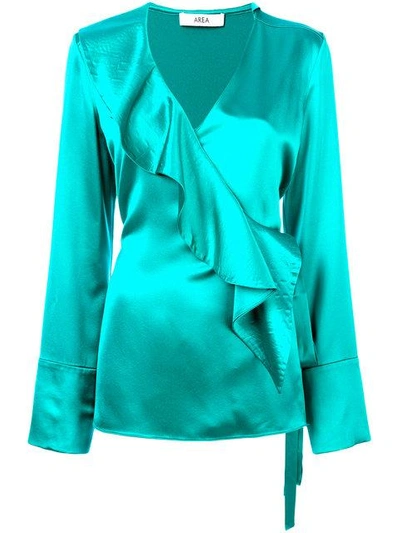 Area Ruffle-front Blouse In Green