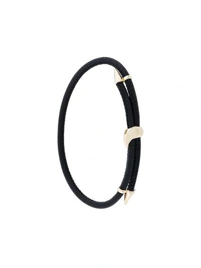 Bea Bongiasca Heliconia 9k Gold And Leather Bracelet In Black
