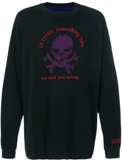 Ben Taverniti Unravel Project Embroidered Skull Sweatshirt In Black