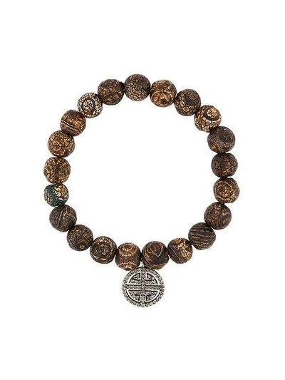 Monan Beaded Diamond Charm Bracelet In Brown