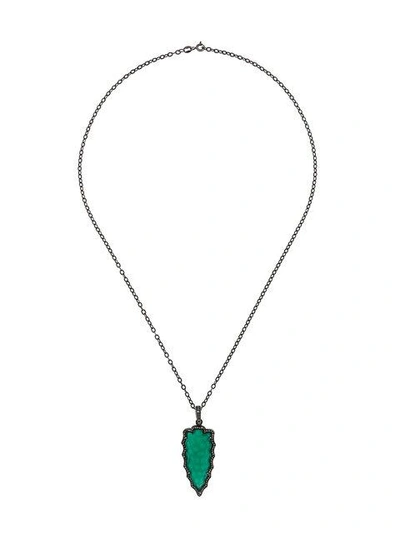 Gemco Emerald And Diamond Dagger Pendant Necklace