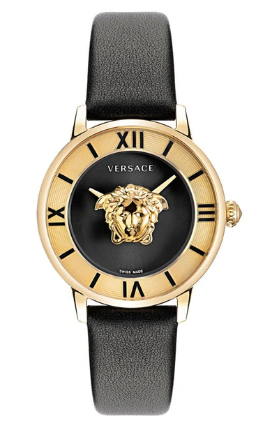 Versace La Medusa Watch, Female, Black, One Size