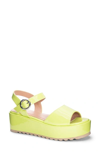 Dirty Laundry Jump Out Platform Sandal In Lime Green