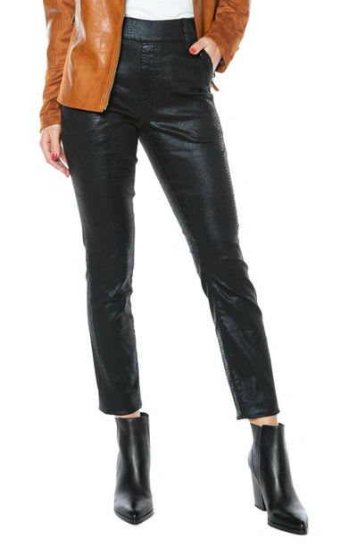 Juicy Couture Faux Snakeskin High Waist Skinny Jeans In Black