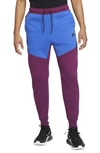 Nike Tech Fleece Jogger Sweatpants In Sangria/game Royal/black