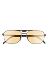 Prada 57mm Aviator Sunglasses In Matte Black