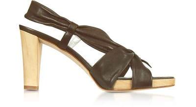 Alberto Gozzi Shoes Dark Brown Leather Straps Platform Sandal Shoes