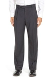Ballin Classic Fit Pleated Solid Wool Dress Pants In Charcoal