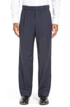 Ballin Classic Fit Pleated Solid Wool Dress Pants In New Navy