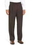 Ballin Classic Fit Pleated Solid Wool Dress Pants In Brown