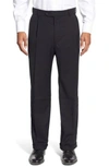 Ballin Classic Fit Pleated Solid Wool Dress Pants In Black