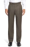 Ballin Classic Fit Pleated Solid Wool Dress Pants In Loden