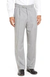 Ballin Classic Fit Pleated Solid Wool Dress Pants In Pearl Grey