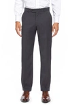 Ballin Classic Fit Flat Front Solid Wool Dress Pants In Charcoal