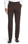 Ballin Classic Fit Flat Front Solid Wool Dress Pants In Brown