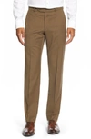 Ballin Classic Fit Flat Front Solid Wool Dress Pants In Saddle