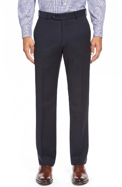 Ballin Classic Fit Flat Front Solid Wool Dress Pants In Navy