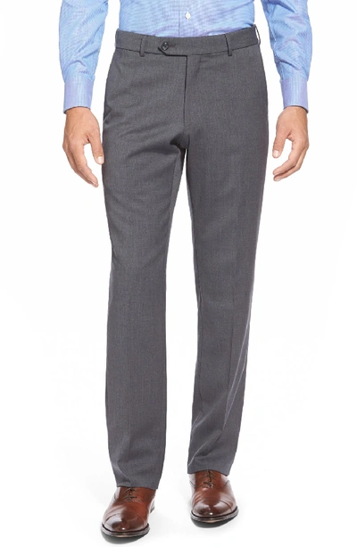 Ballin Classic Fit Flat Front Solid Wool Dress Pants In Mid Grey
