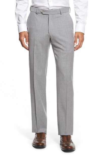 Ballin Classic Fit Flat Front Solid Wool Dress Pants In Pearl Grey
