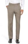 Ballin Classic Fit Flat Front Sharkskin Wool Dress Pants In British Tan