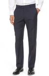 Ballin Classic Fit Flat Front Sharkskin Wool Dress Pants In Navy