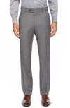 Ballin Classic Fit Flat Front Sharkskin Wool Dress Pants In Mid Grey