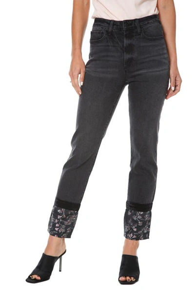 Juicy Couture Floral Print Straight Leg Jeans In Black Wash