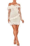 House Of Cb Sorrel Tulle Asymmetric Minidress In Ivory