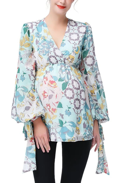 Kimi And Kai Freya Maternity Blouse In Multicolored