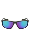 Nike Adrenaline 64mm Rectangular Sunglasses In Matte Sequoia Green Mirror
