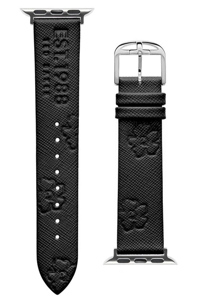 Ted Baker Debossed Saffiano Leather Apple Watch® Watchband In Black