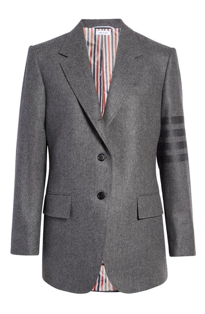 Thom Browne Medium Grey Wool Cashmere Flannel Wide Lapel Tonal 4-bar Jacket