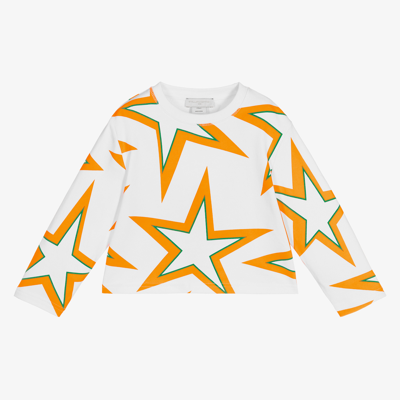 Stella Mccartney Kids Girls Orange Star Sweatshirt In White