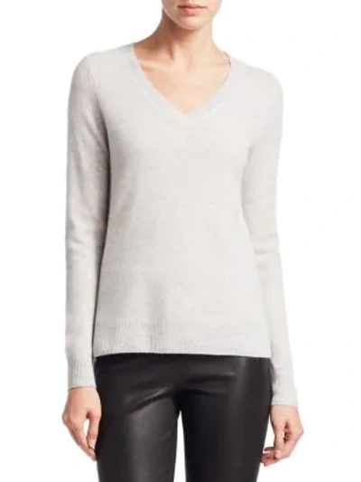 Saks Fifth Avenue Collection Featherweight Cashmere V-neck Sweater In Dove Heather