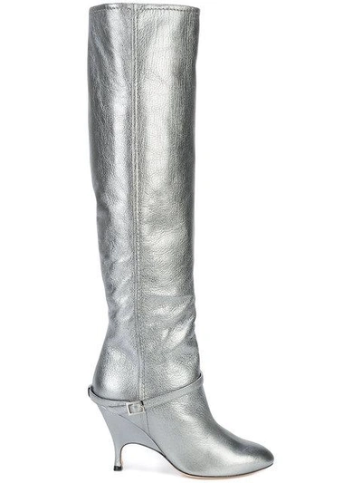 Alchimia Di Ballin Buckle Detail Boots In Vetrex Silver