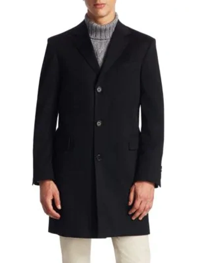 Saks Fifth Avenue Collection Classic Buttoned Topcoat In Black