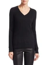 Saks Fifth Avenue Collection Featherweight Cashmere V-neck Sweater In Ebony
