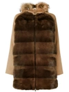 P.a.r.o.s.h Fur Trim Hooded Coat In Brown