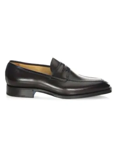 Sutor Mantellassi Olimpo Leather Penny Loafers In Bracken